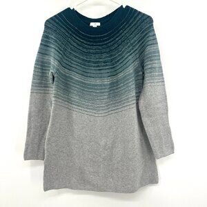 J.Jill Gray Turquouise Tunic Sweater Women's XS Petite Oversized
